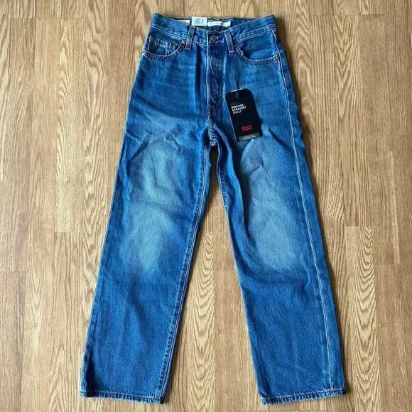 Levi's Ribcage Straight Ankle Jeans Blue 25x27 - Picture 1 of 12